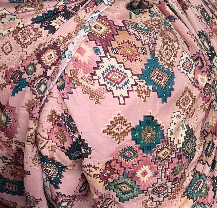 Mlehfa motifs géométrique rose